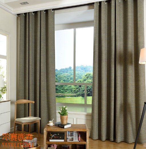 Solid color cotton and linen engineering curtain